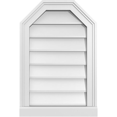 Ekena Millwork Octagonal Top Surface Mount PVC Gable Vent w/ 2"W x 2"P Brickmould Sill Frame, 16"W x 24"H GVPOT16X2403SN